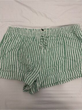 Universal Thread Green and White Stripe High-Waist Drawstring Shorts